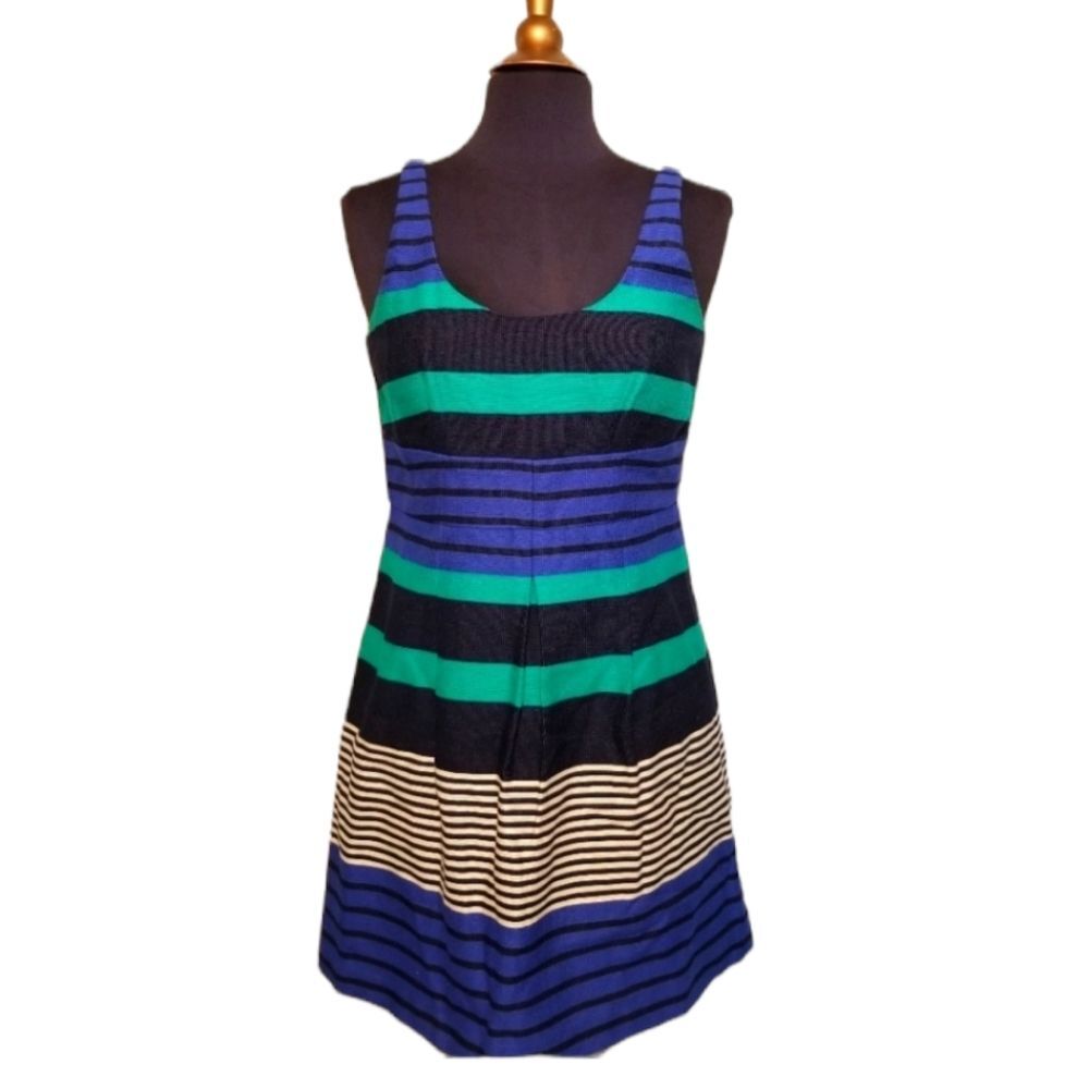 Ann Taylor Loft Dress 6P Petite Preppy Sleeveless Striped Spring Summer New